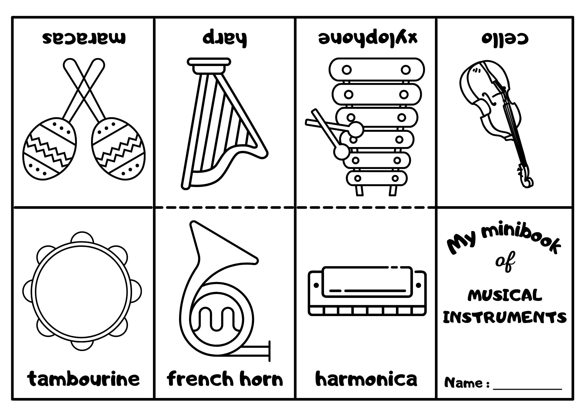 Musical Instruments Mini Coloring Book 2